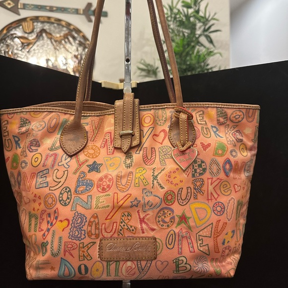Dooney & Bourke Handbags - BubbleGum  Y2K Dooney & Bourke Multicolor Logo-Print Canvas Tote RARE color